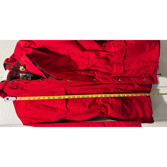 Vintage LL Bean Baxter State Parka Jacket Large Red Buffalo Freeport Maine Hood - Picture 6 of 14